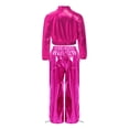 thumbnail image 4 of iiniim 2Pcs Girls Dance Outfits Jazz Hip Hop Dance Metallic Cropped Jacket Pants Set Modern Dancewear Hot Pink 14, 4 of 7