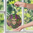 thumbnail image 5 of Fat Tuesday Mardi Gras Mask Stained Glass Suncatcher UV Printed Glass, Carnival Party Favor, Round, 5 of 8