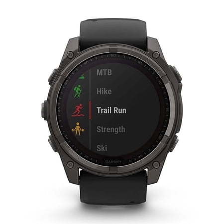 Garmin 010-02907-10 Fenix 8 51mm Solar Sapphire Carbon Gray DLC Titanium with Black/Pebble Gray Band Bundle with Deco Essentials 1.4 Inch Screen Protector and 2 YR CPS Enhanced Protection Pack