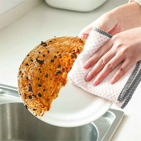 

〖Jisuan〗Kitchen Convenience Tools Dish Absorbent Dish Cloth Rag 6Pcs Daily Towel Kitchen Non-Stick Kitchen Kitchen，Dining & Bar