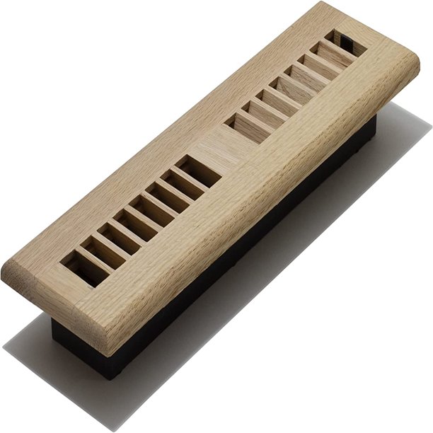 Wood Louver Floor Register, Unfinished Oak
