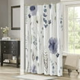 thumbnail image 2 of Watercolor Ink Floral Shower Curtain, Tan and Dark Blue Wildflower Bathroom Shower Curtain, Fabric Waterproof Shower Curtain with 12 Hooks, 72 x 72 Inch, 2 of 5