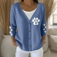 thumbnail image 2 of Cnbwig Sweaters for Women Elegant Long Sleeve Knit Cardigan Button Down Sweater 'S-Claw Knitted Coat Loose V Neck Jacket Ladies Sweaters Fall Shirts E-Navy S, 2 of 5