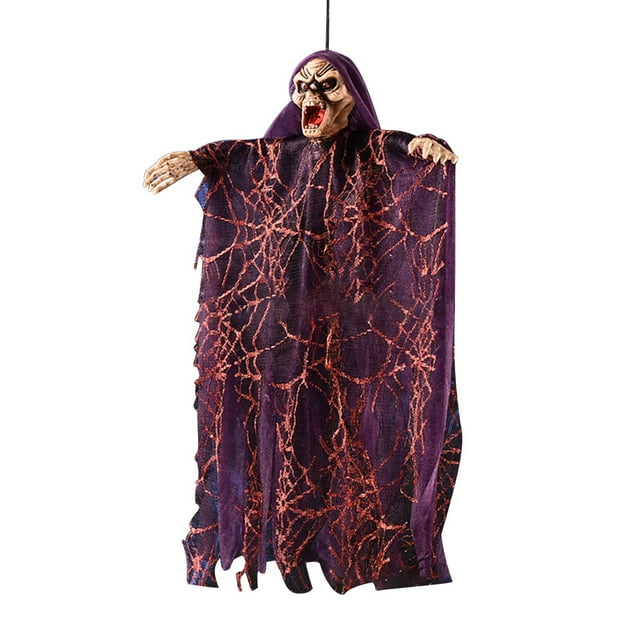 Animated Witch Ghost Hanging Decor Voice Activated Halloween Skeleton Prop Plastic Figure Light Effect For Porch Tree Indoor Size A A