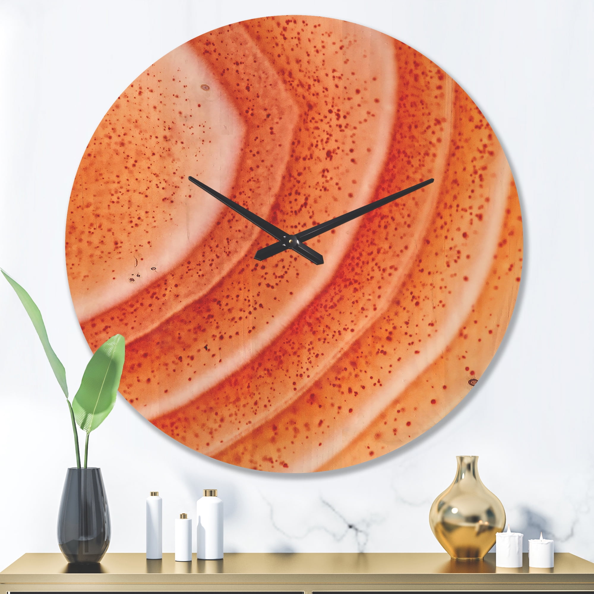 Designart 'Kazakhstan Red Macro Agate ' Modern Wood Wall Clock