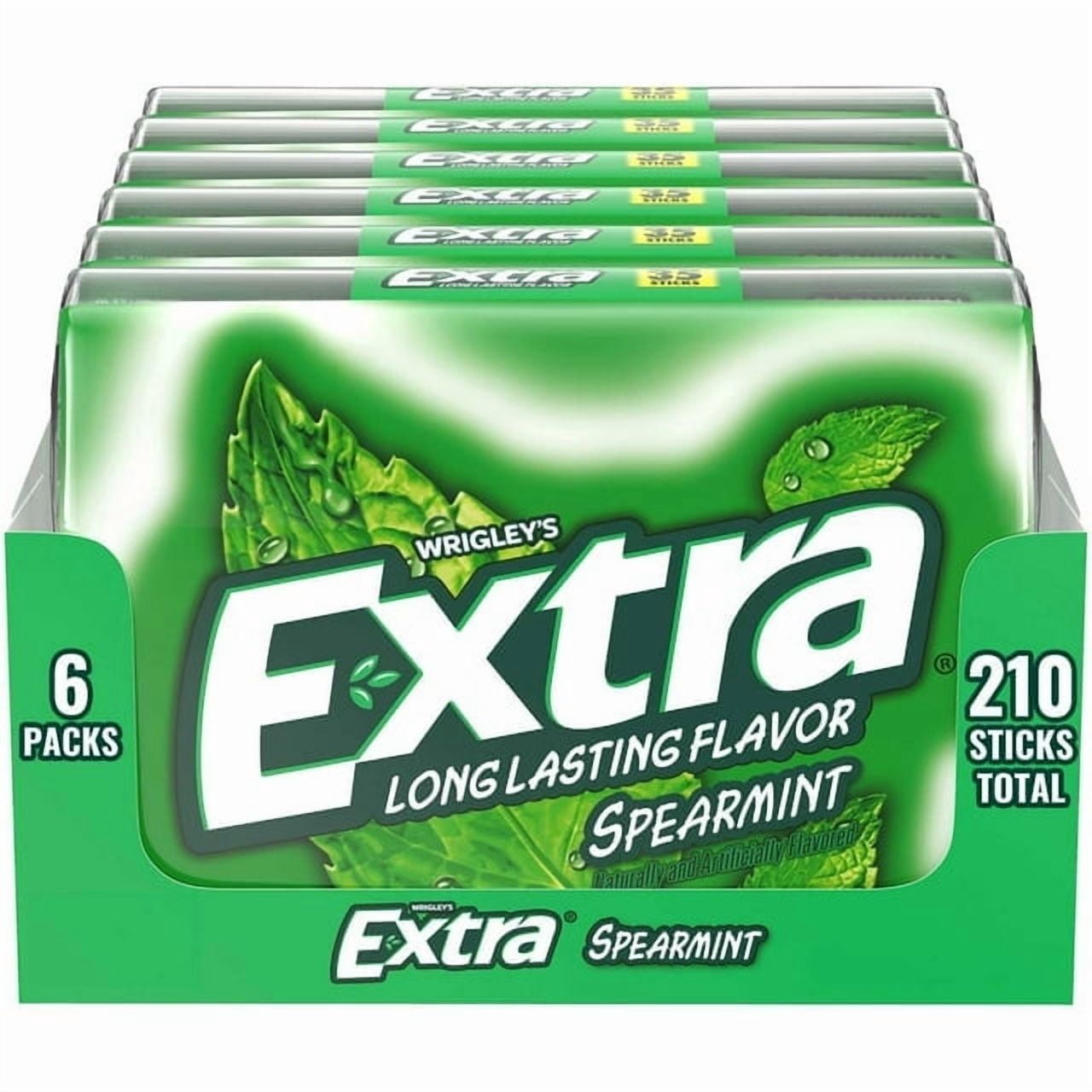 Extra Spearmint Sugar-Free Gum, 35 Pieces per Pack, 6 Packs With White Bowl By OMA