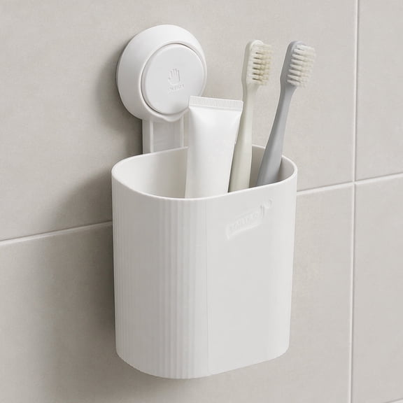 TAILI Suction Cup Shower Toothbrush Holder for Wall, Self-Draining Shower Razor Holder, White