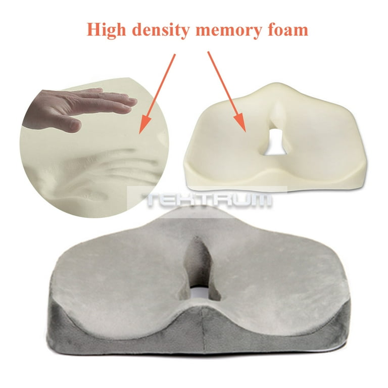 Tektrum Orthopedic Cool Gel Enhanced Seat Cushion, Gel Memory Foam Coccyx Cushion for Back Pain, Sciatica, Tailbone, Prostate, Sitting Long Hours 