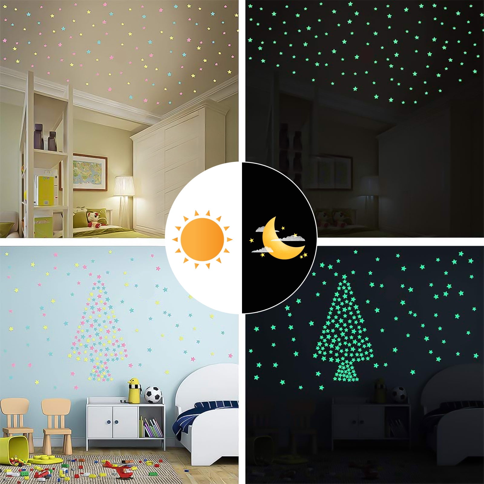 Glow In The Dark Stars Romantic Stickers For Ceiling, Adhesive 3D Glowing  Stars And Moon For Kids Bedroom,Luminous Stars Romantic Stickers Create A  Rea From Yxw104187786, $1.59
