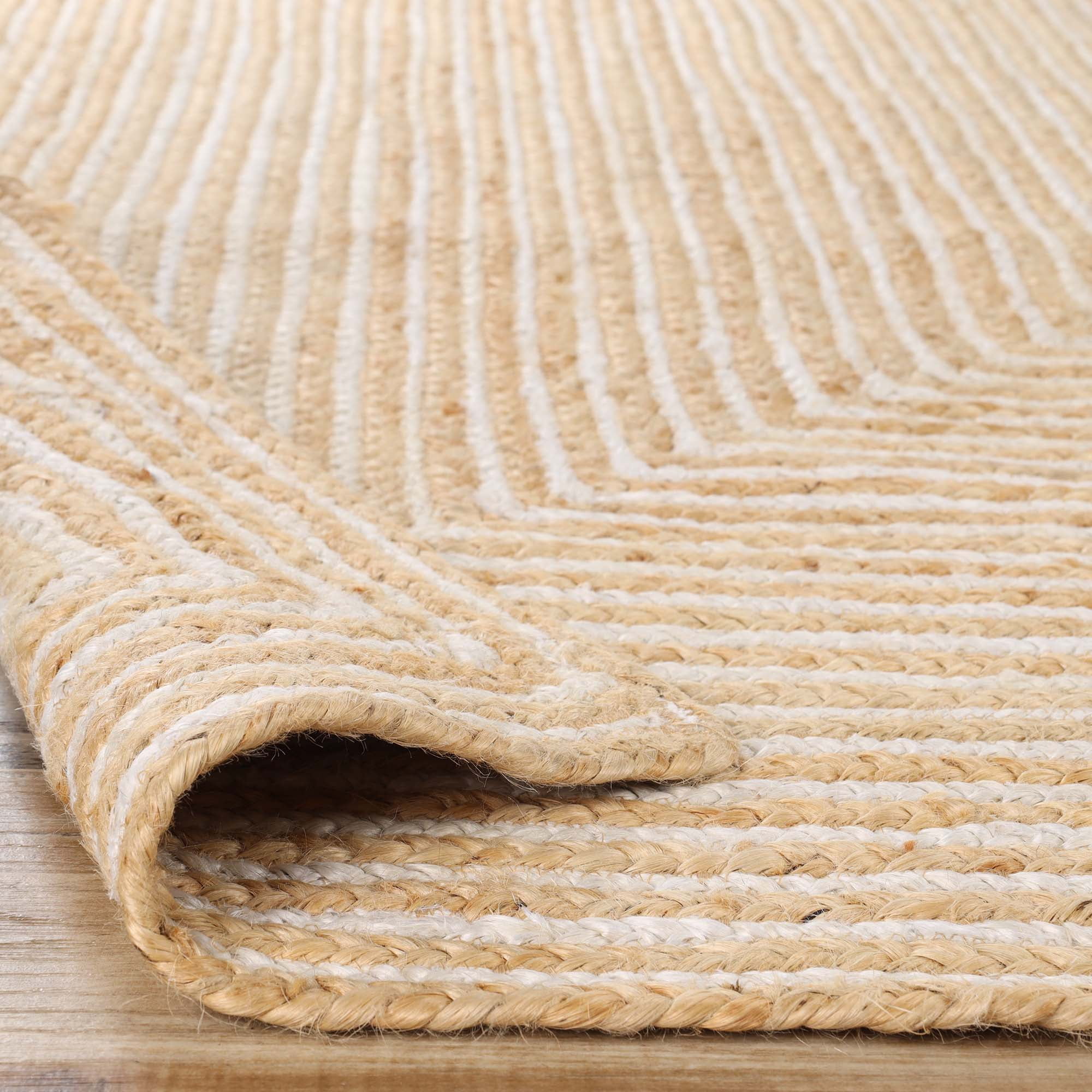 Superior Braided Jute Handwoven Indoor Outdoor Area Rug, 2' x 3', Ivory