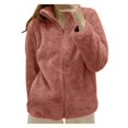 thumbnail image 1 of MKLEKYY Veste Marron pour Femmes Veste Unie Col Zippé Vêtements d'Extérieur Confortables, 1 of 3