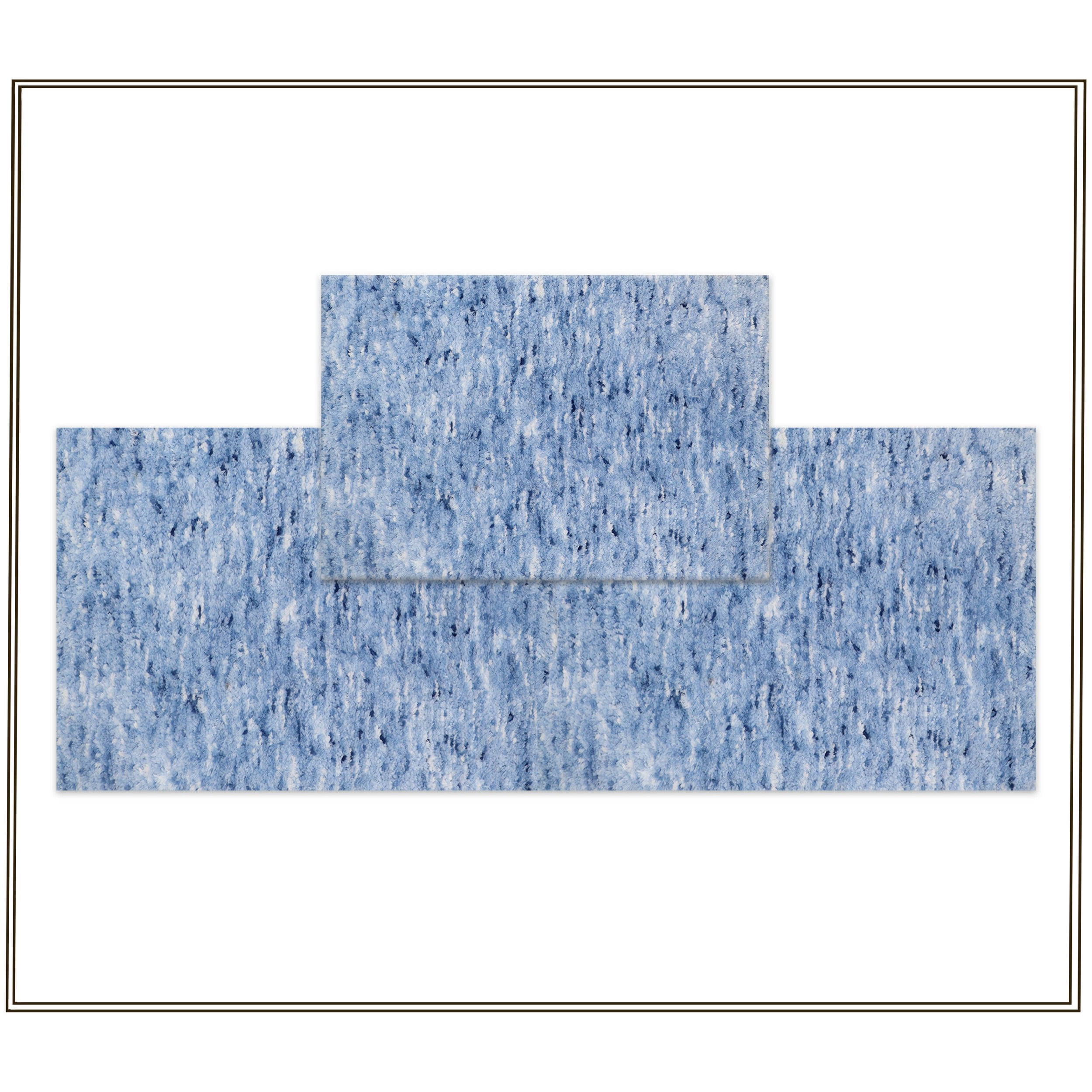 Essential 2-Piece Bathroom Contour and Toilet Lid Cover Set, Plush Microfiber Contour Rug and Non-Slip Toilet Lid Cover, Ultra Absorbent, Quick-Dry, Machine Washable, Blue