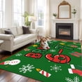 thumbnail image 2 of Green Christmas Area Rugs 6'x9', Washable Small Throw Rugs for Kitchen Dining room, Xmas Snowman Snowflakes Gifts Boxes Winter Indoor Outdoor Rug Non-Slip Low Pile Carpet Runner Reversible Floor Mats, 2 of 8