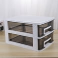 thumbnail image 4 of Plastic Household Double-layer Storage Cabinet Drawer Type Closet Portable Multifunction Dustproof Storage Rack Organizer Furniture (White Frame and Transparent Black), 4 of 6