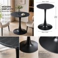 thumbnail image 3 of Mesa de comedor redonda, mesa de tulipán de círculo de 23,6" con mesa engrosada y pedestal de metal, mesa de bistro moderna de mediados del siglo para la cocina, 3 of 4