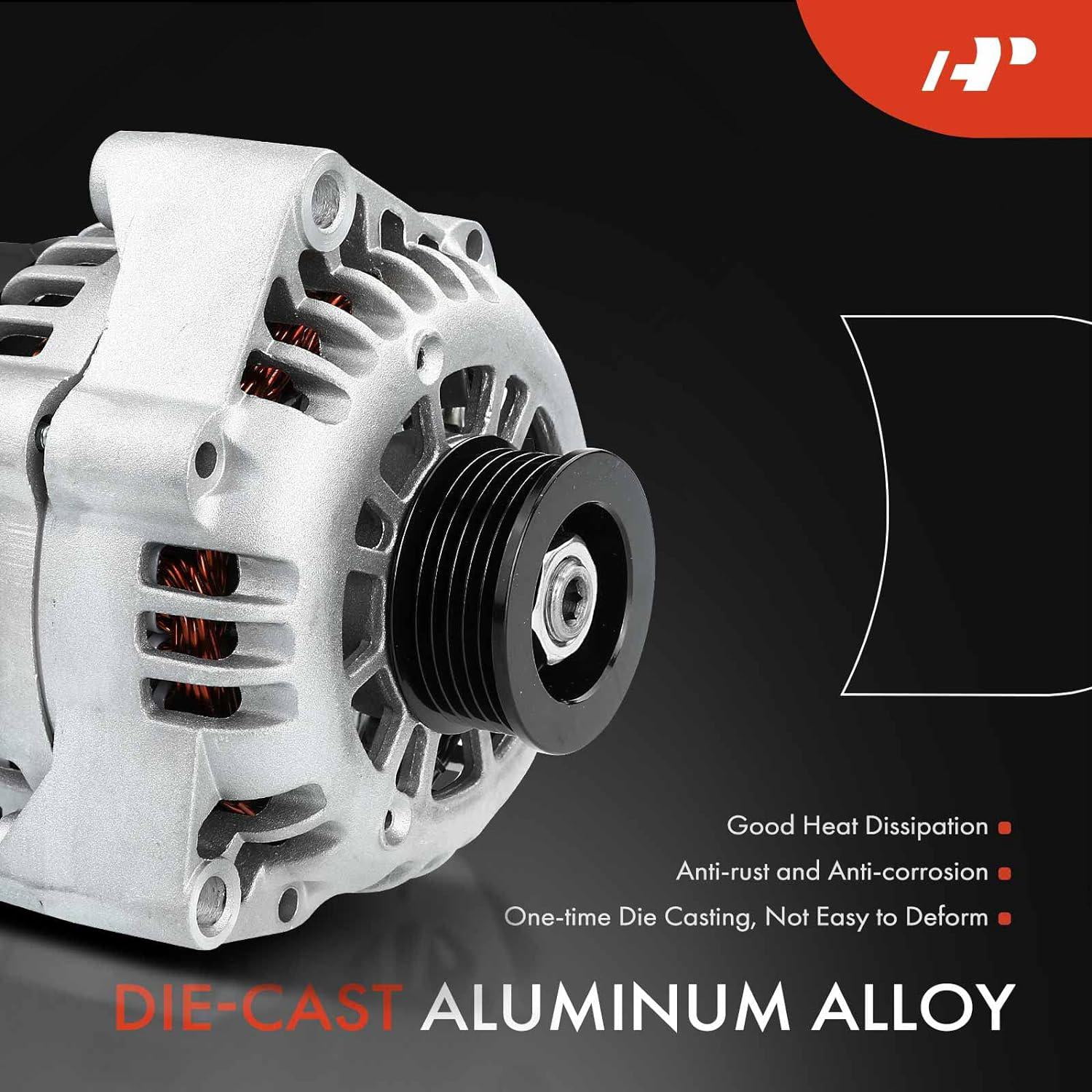 A-Premium Alternator Compatible with Chevrolet/Chevy, Cadillac, GMC, Isuzu, Olds Vehicle Models, 4.3L 5.0L 5.7L 6.5L 7.4L, 12V 105A Clockwise 6-Groove Pulley, Replace# 8206N, 8206, 10463651, 10480167