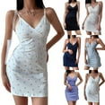 thumbnail image 5 of Women Y2K Vintage Floral Print Slim Sleeveless V-Neck Summer Sexy Mini Dress, 5 of 10