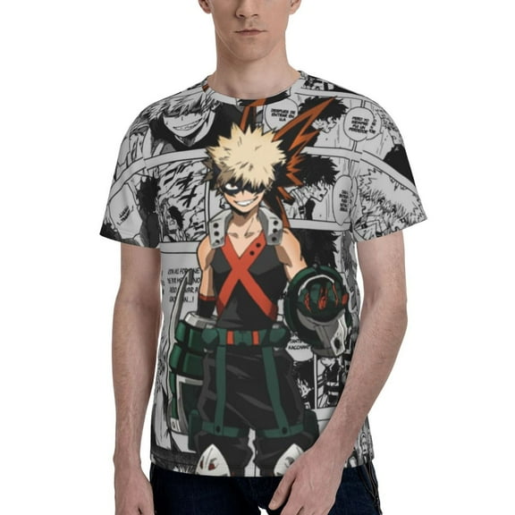 My Hero Academia Bakugo Katsuki 3d Print Graphic T Shirt Short Sleeve Summer T-Shirt Novelty Casual Tee For Men Women Teenn Small