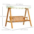 thumbnail image 3 of Outsunny 80" Patio Swing Chair with Canopy Outdoor Wooden Swing Bench, 3 of 10