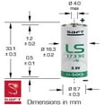 thumbnail image 2 of SAFT LS17330 2/3 A Size 3.6V 2.1Ah Lithium Thionyl Chloride Battery, 2 of 7