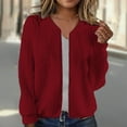 thumbnail image 2 of Fiaer,Womens Loose Fit Plus Size Casual Cropped Jackets,Women's Full Zip V Neck Tops,Ladies Trendy Comfy Breathable Outwear Red XL, 2 of 5