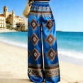 thumbnail image 5 of XUNKUSGA Pants for Women Fashion Boho Print Beach Women's Pants Casual High Waisted Flowy Wide Leg Pants Woman High Waisted Hippie Palazzo Pants S-3XL Blue, 5 of 5