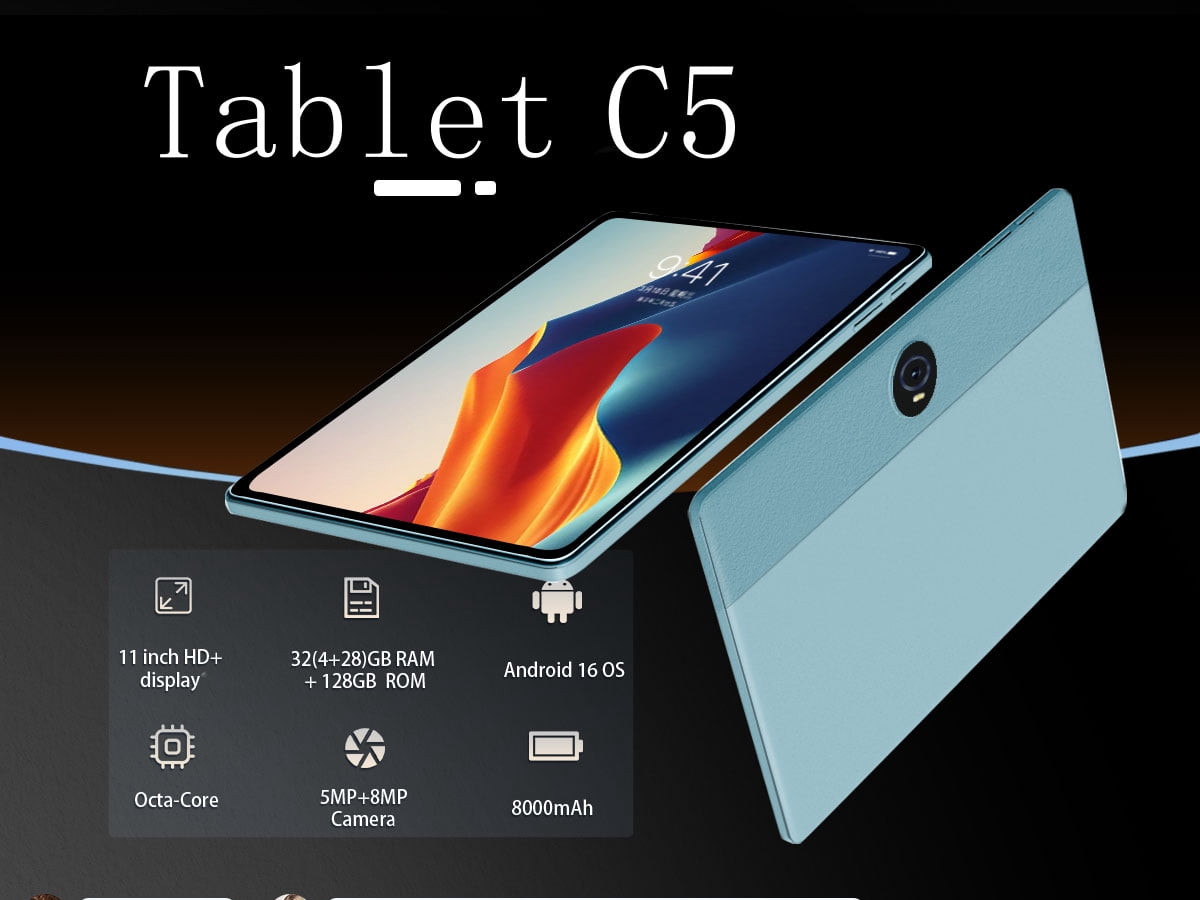 Android 14 Tablet, 11 inch 12GB RAM + 128GB ROM 1TB Expand, Octa-Core Tablet with GPS, 8000mAh, 1280x800 FHD Display, 5MP+8MP Dual Camera, WiFi, Bluetooth, GPS,Includes protective case