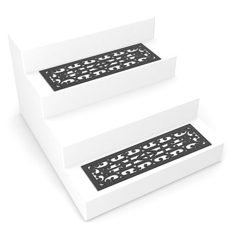 Non-Slip Stair Mats with Traction Control Grip- Set of 2 Black Mat Pads by Pure Garden
