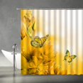 thumbnail image 2 of Flower Butterfly Shower Curtain Yellow Butterflies Floral Dream Spring Blossom Plant Beautiful Animal Wings Nature Garden Scene Home Decor Fabric Bathroom Set with Hooks（70" Wx84 H）, 2 of 3