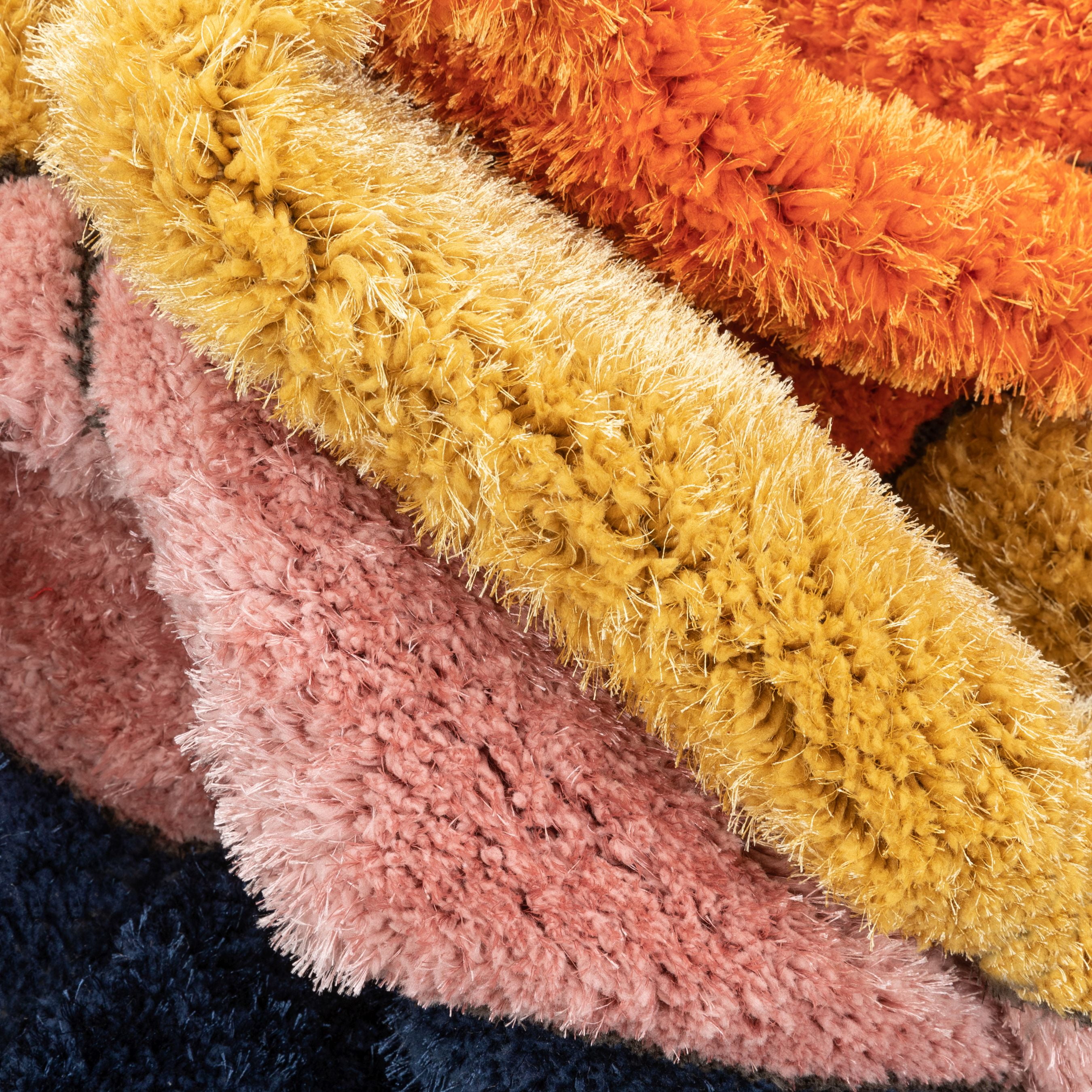 Well Woven San Francisco Rainbow Modern Geometric Shag Multi 3D Textured Thick & Soft Shag 5'3" x 7'3" Runner Area Rug