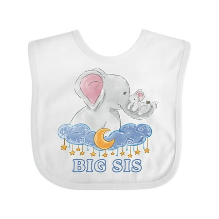 

Inktastic Big Sis Cute Elephants with Moon and Stars Gift Baby Girl Bib