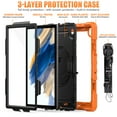 thumbnail image 2 of Dteck Heavy Case for Samsung Galaxy Tab A8 10.5 inch 2022 Tablet SM-X200/X205/207 with Built-in Screen Protector, Rugged Shockproof Kickstand Case with Shoulder Strap /Rotate Hand Strap,Orange + Black, 2 of 6