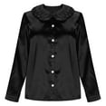 thumbnail image 5 of Satin Shirts for Women Silk Blouses Dressy Elegant Satin Button Down Shirts Holiday Tops Christmas Party Outfits,Black L, 5 of 5