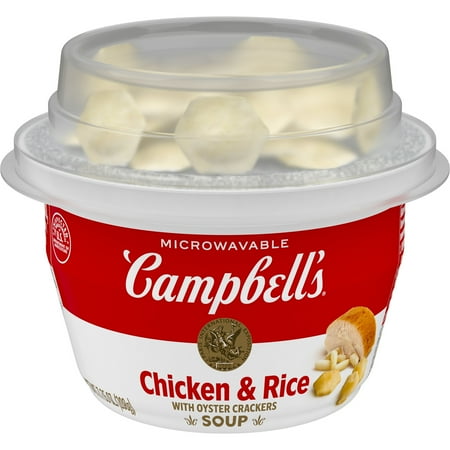 Campbell's Ready to Serve Chicken and Rice Soup with Oyster Crackers, 7.35 oz Microwavable Bowl