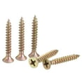thumbnail image 1 of Tornillos de madera Uxcell M4 x 30mm Phillips de cabeza plana de acero al carbono con acabado de zinc colorado, paquete de 100, 1 of 5