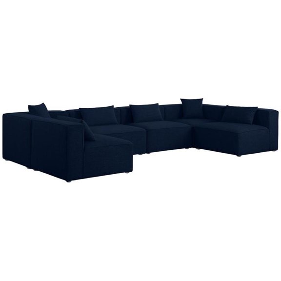 Meridian Furniture Cube Navy Durable Linen Modular Sectional