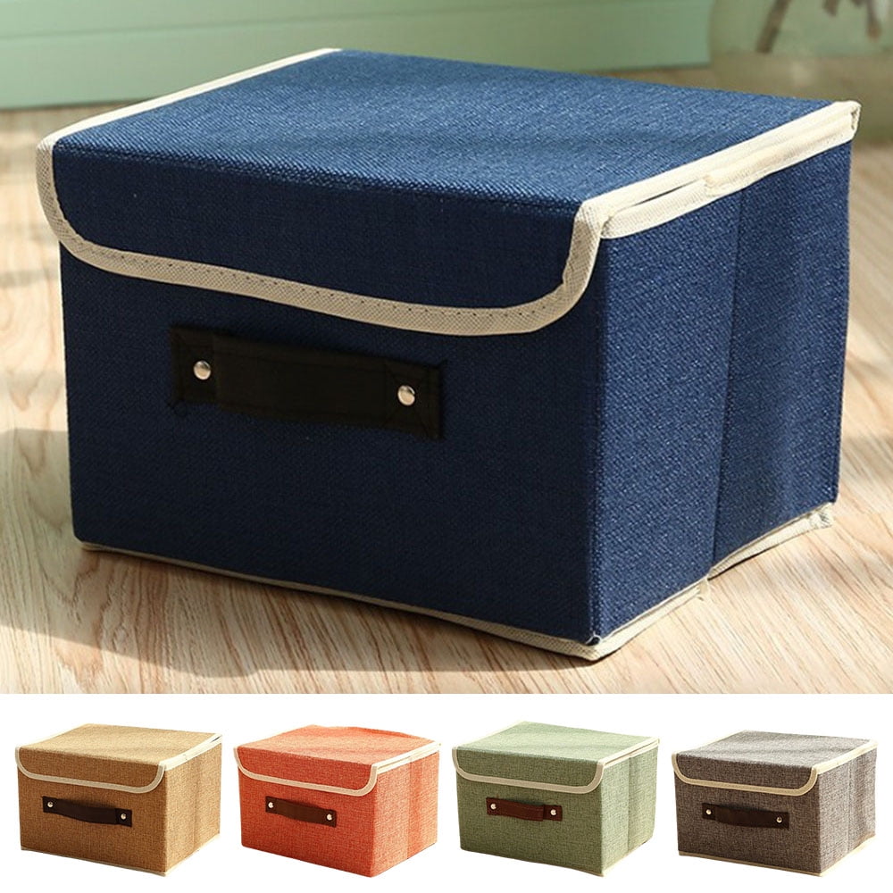 Foldable Storage Cubes with Cover Green Comix Upgraded Large File Storage Box with lid Decorative Linen Fabric Collapsible Storage Bins Organizer for Home Bedroom Closet Office Nursery Crafts 