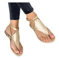 thumbnail image 3 of Puntoco Women Sandals Clearance，Women Flat Sandals Open Toe Beach Sandals Buckle Strap Flip Flops Shoes Gold, 3 of 6