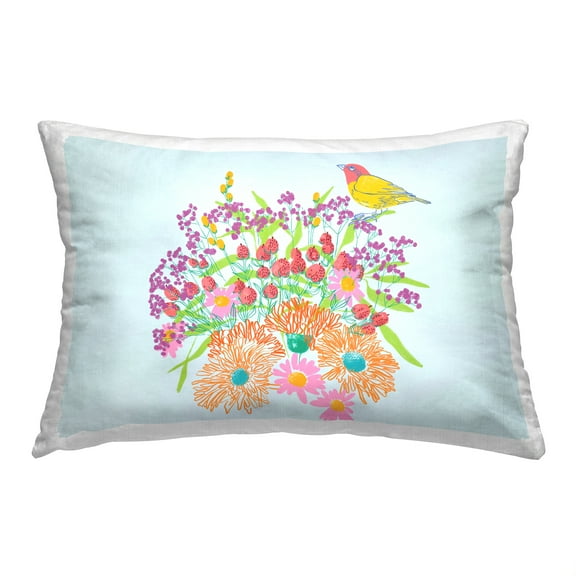 Stupell Industries Vivid Blooms & Bird Decorative Printed Throw Pillow, 14 x 20