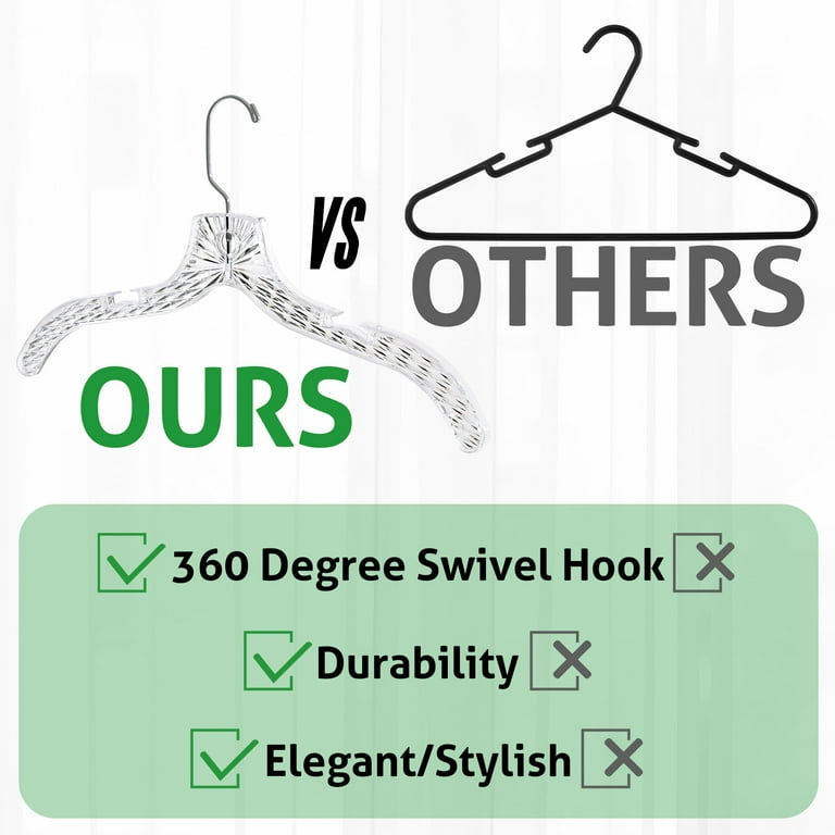 20 Pack Hangers, Clear Plastic Hangers, Heavy Duty Clothes Hangers, Crystal Cut Hangers for Shirt, Coat, Dress, Closet Hangers with 360 Degree