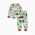 thumbnail image 5 of PatPat Family Matching Pajamas Sets Allover Christmas Tree Snowman Long Sleeve Top and Pants 2 Piece Pjs Gift with Socks, Green, Kids 2 Years, 5 of 9