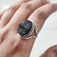 thumbnail image 5 of Natural Black Tourmaline Ring, Raw Black Tourmaline Ring, October Birthstone, Designer Band, 925 Sterling Silver, Womens Ring, Christmas, Thanksgiving, Handmade, Statement Jewelry, Gemstone Ring, 5 of 6
