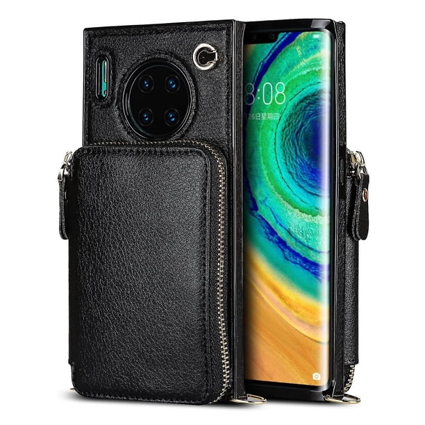 Funda tipo cartera para Huawei Mate 30 Pro con tarjetero y correa para el hombro para mujer