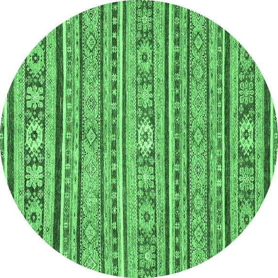 Ahgly Company Indoor Round Oriental Emerald Green Modern Area Rugs, 4' Round