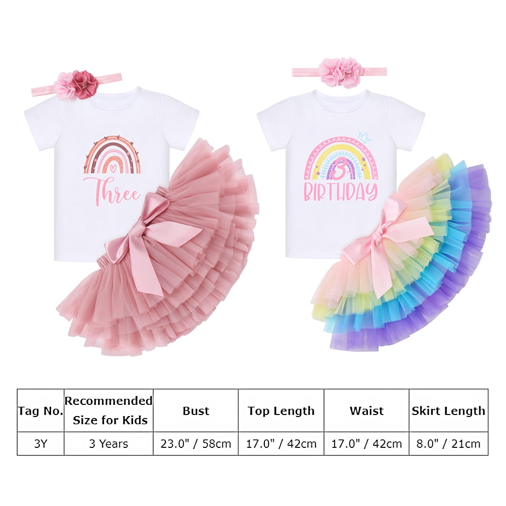 FYMNSI Baby Girls Birthday Outfit Cake Smash Outfit Romper Ruffle Tulle Tutu Skirt with Headband Clothes Set 3T 3# Dusty Pink Fl