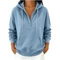 thumbnail image 7 of Qgtaibl Womens Oversized Sweatshirts Button V Neck Raglan Long Sleeve Casual Hoodies Drawstring Kangaroo Pocket Pullover Tops Sky Blue S, 7 of 7