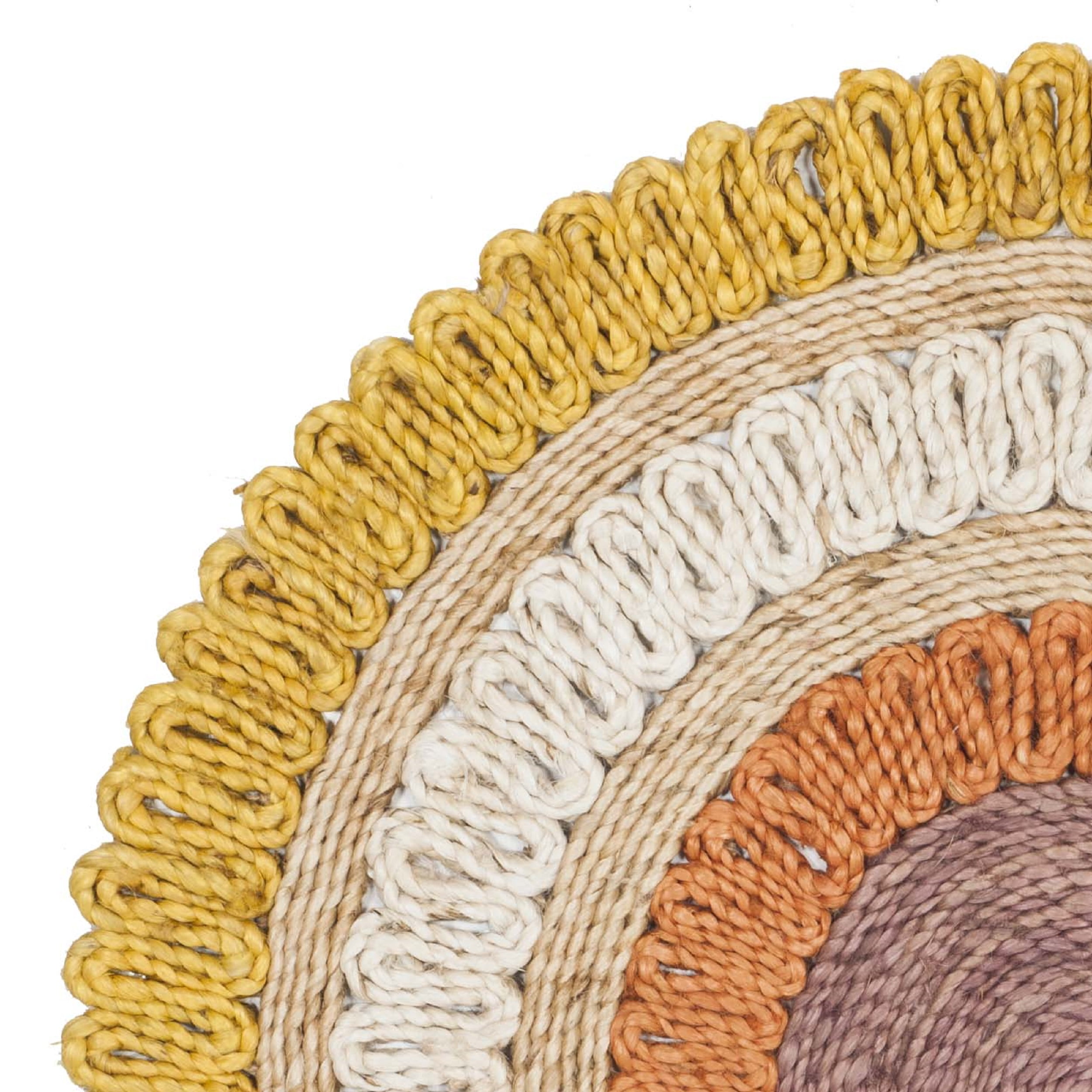 SAFAVIEH Natural Fiber Tanja Braided Jute Area Rug, Gold/Multi, 5' x 5' Round