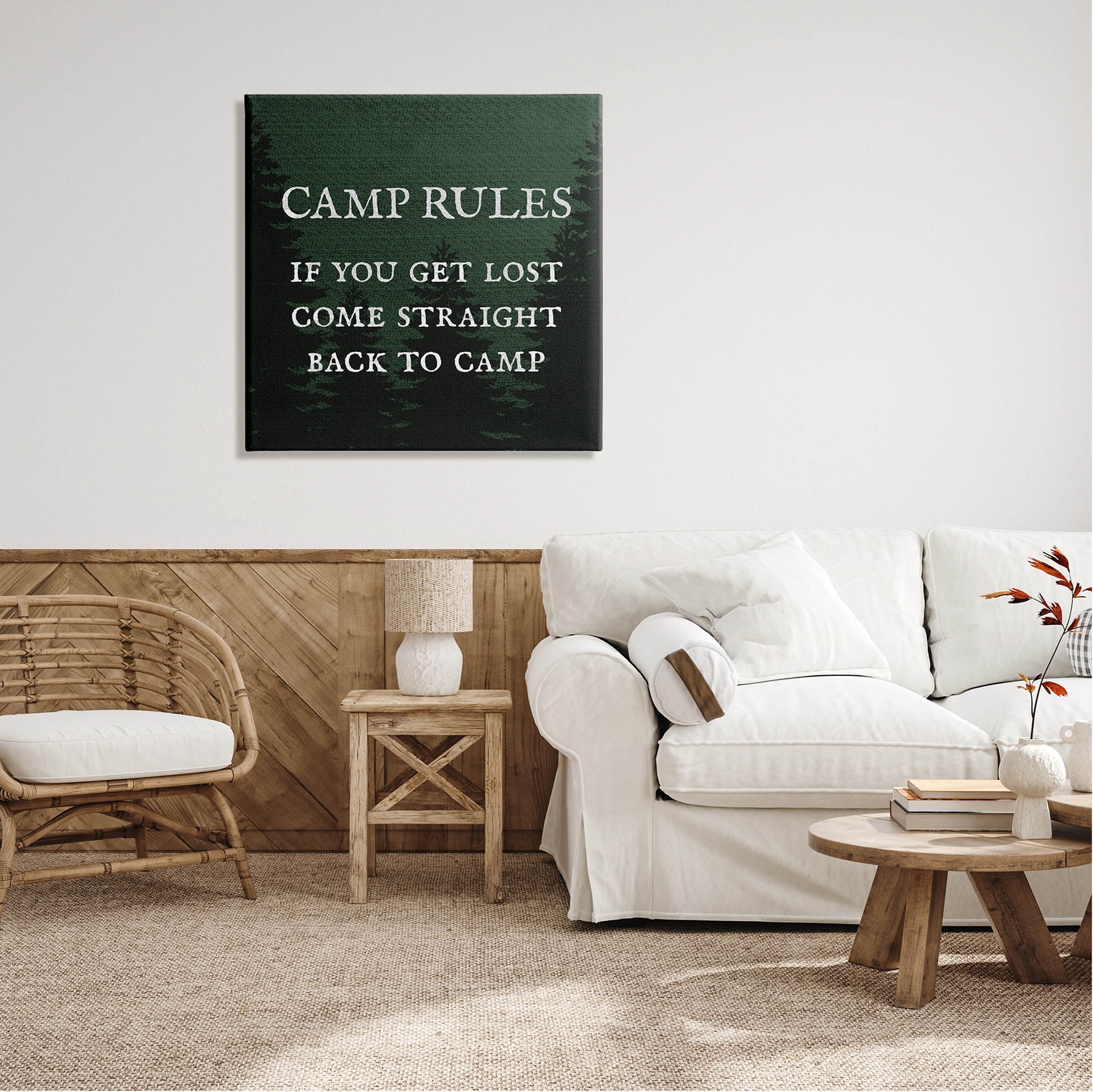 Camp Rules If You Get Lost Funny Typography Graphic Art Gallery Wrapped Canvas Print Wall Art