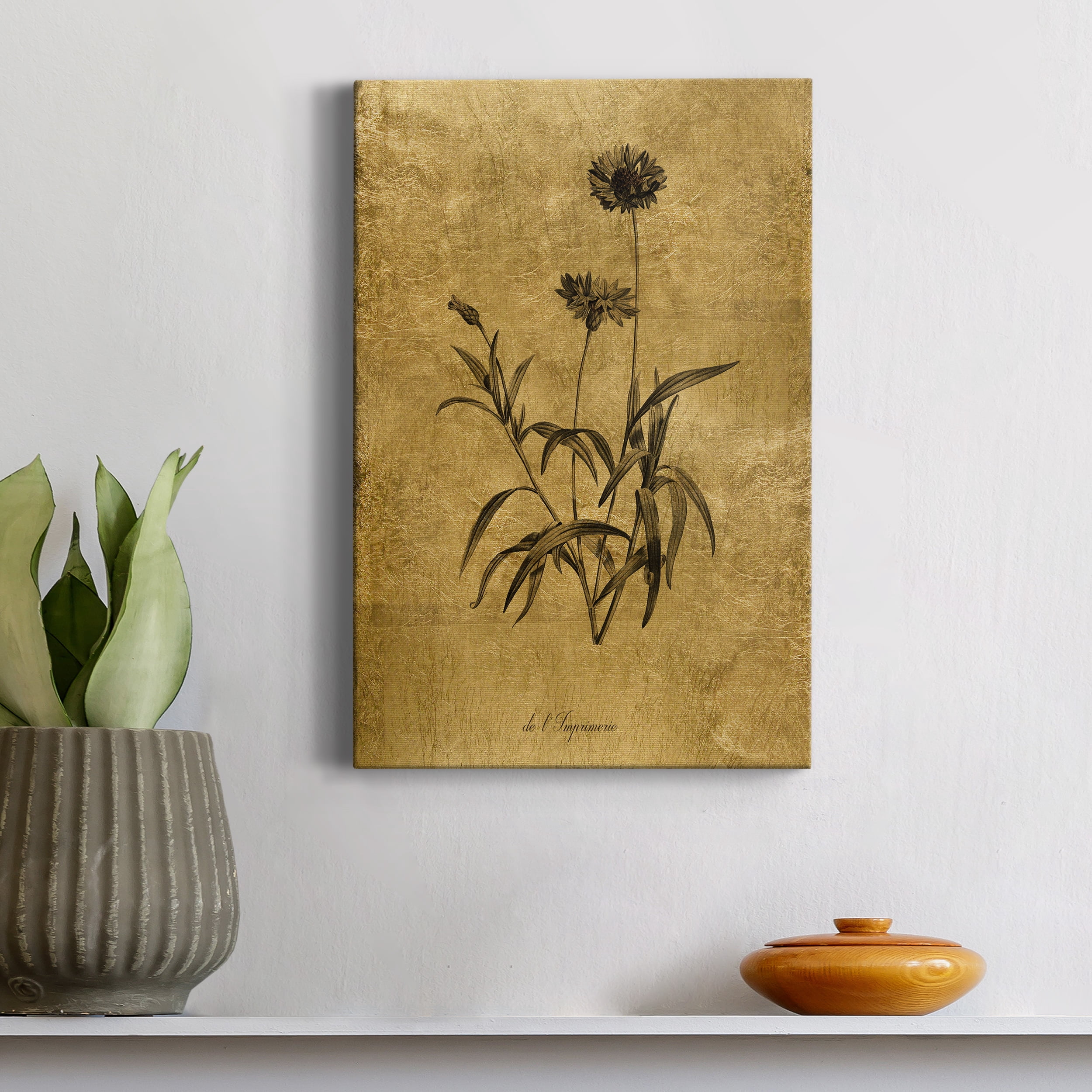 Gold Sketch Botanical I Premium Gallery Wrapped Canvas - Ready to Hang - 8 x 12