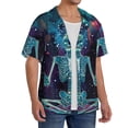 thumbnail image 2 of KLL Space Skeleton Meditation Print Men's Shirt Short Sleeve Button Down Summer Cuba Beach Shirts- 4X-Large, 2 of 5